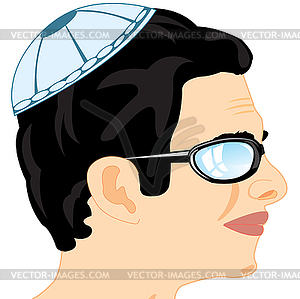 Man to jewish nationality in headdress skullcap - vector clipart