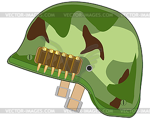 Defensive helmet of military colour camouflage - vector clip art