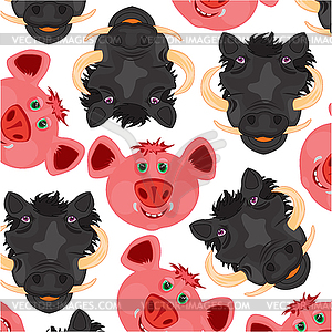 Кружки кабана и свиней орнамент - изображение в векторном формате