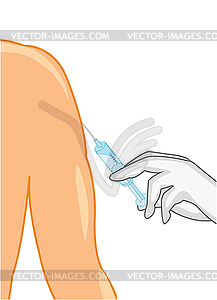 Prick syringe in hand of person - vector clipart / vector image