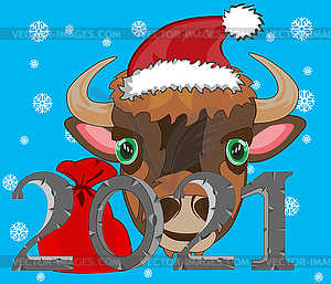 New approaching holiday 2021 animal oxen on turn - vector clip art