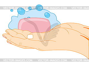 Washing hands with soap is insulated - color vector clipart