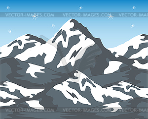 Colorful landscape of mountain tops and blue sky - vector clipart