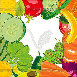 Ripe vegetables and fruit background - vector clip art