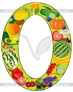 Zero in manner of fruit and vegetables - vector clipart