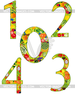 Numerals of fruit is insulated - vector clipart