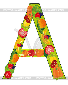 Letter But decorative of vegetables and fruit - vector clip art