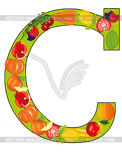 Letter G english of fruit and vegetables - vector clipart