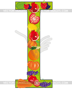 Letter I english of alphabet of fruit and vegetables - vector clipart