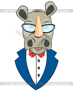 Portrait animal rhinoceros in suit is insulated - vector EPS clipart