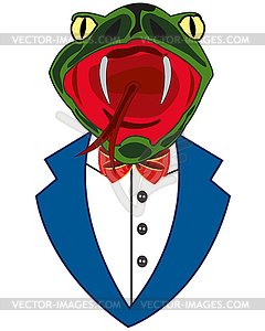 Cartoon of portrait snake in suit is insulated - vector clip art