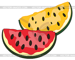 Slices of watermelon red and wanted sort - vector image