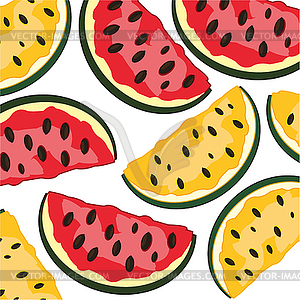 Two pieces of watermelon decorative background - color vector clipart