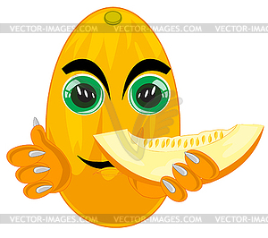 Comic cartoon of alive vegetable ripe melon - vector image