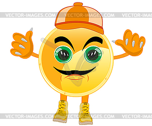 Alive golden coin cartoon - vector clipart
