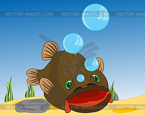 Big fish on day yard - vector image