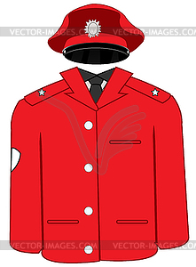 Red form and service cap of employee - color vector clipart