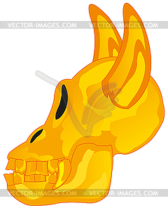 Skull of unknown crock with horn of gold - vector clipart