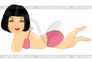 Making look younger beautiful girl in swimsuit - vector EPS clipart
