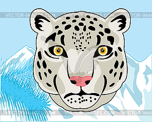 Portet animal snow snow leopard and mountains - vector image