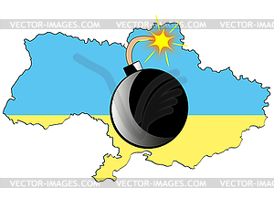 Card of ukraine and bomb with wick - vector clip art