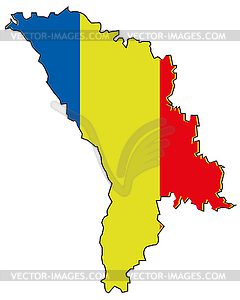 Карточка Республики Молдова в цвете национального флага - стоковый клипарт