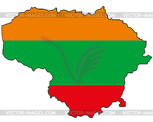 Country Lithuania in colour of national flag - vector image
