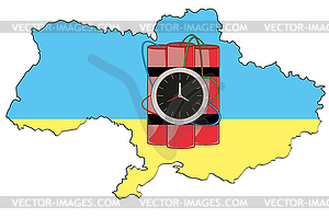 Country Ukraine card in colour of national flag - vector clipart / vector image