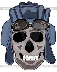 Skull of person in send armorer cartoon - vector image