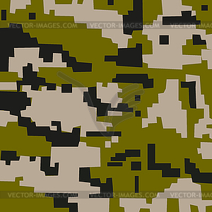 Texture pixel camouflage seamless pattern - vector image