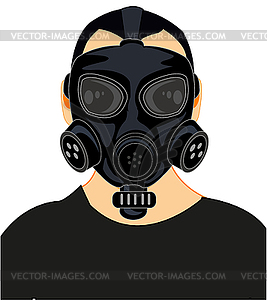 Persons in defensive facility gas mask on person - vector clipart