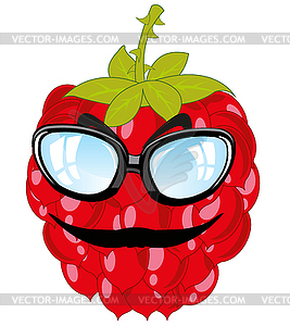 Berry raspberry bespectacled and with moustache - vector clipart / vector image