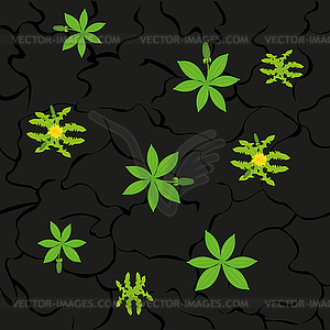 Blackenning fertile ground and plants type overhand - vector clipart