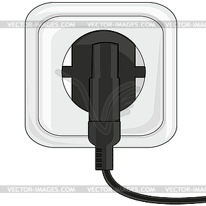 Electric plug in socket is insulated - vector clip art