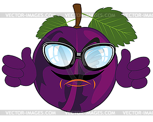 Fruit plum cartoon is insulated - royalty-free vector clipart