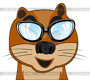 Portrait of mug animal marten bespectacled comic - vector image