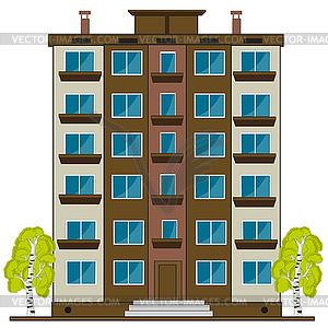 Big high-rise house is insulated - vector clipart