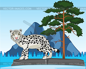 Snow snow leopard and natures - vector clip art