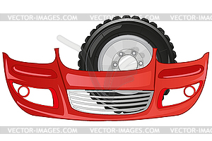 Bumper and wheel of car - vector clipart