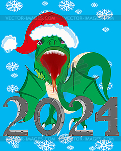 Приближается 2024 новый год красочного дракона - векторное изображение клипарта