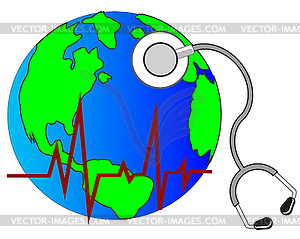 Пульс планеты земля и медицинский инструмент - клипарт в векторе
