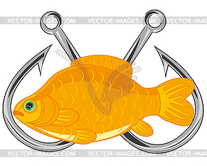 Fish and fish hook - vector clipart