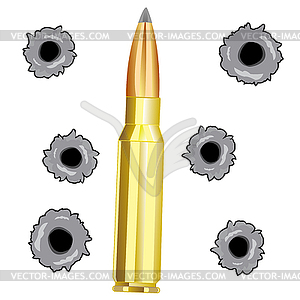 Patron of weapon and bullet holes - vector clipart