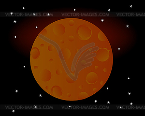 Red planet mars on background starry sky - vector image