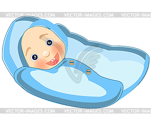 Newborn infant in diaper is insulated - vector image