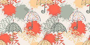 Seamless pattern for kids, umbrella, rainy autumn - vector image