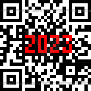 2023 New Year counter monochrome QR code - vector clip art