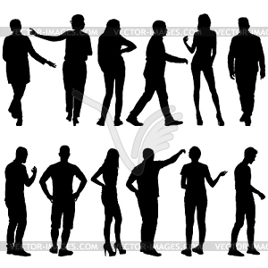 Silhouette Group of People Standing - vector image