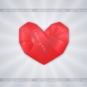 Origami red heart - vector clip art