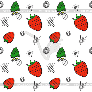 Strawberries seamless pattern - vector image